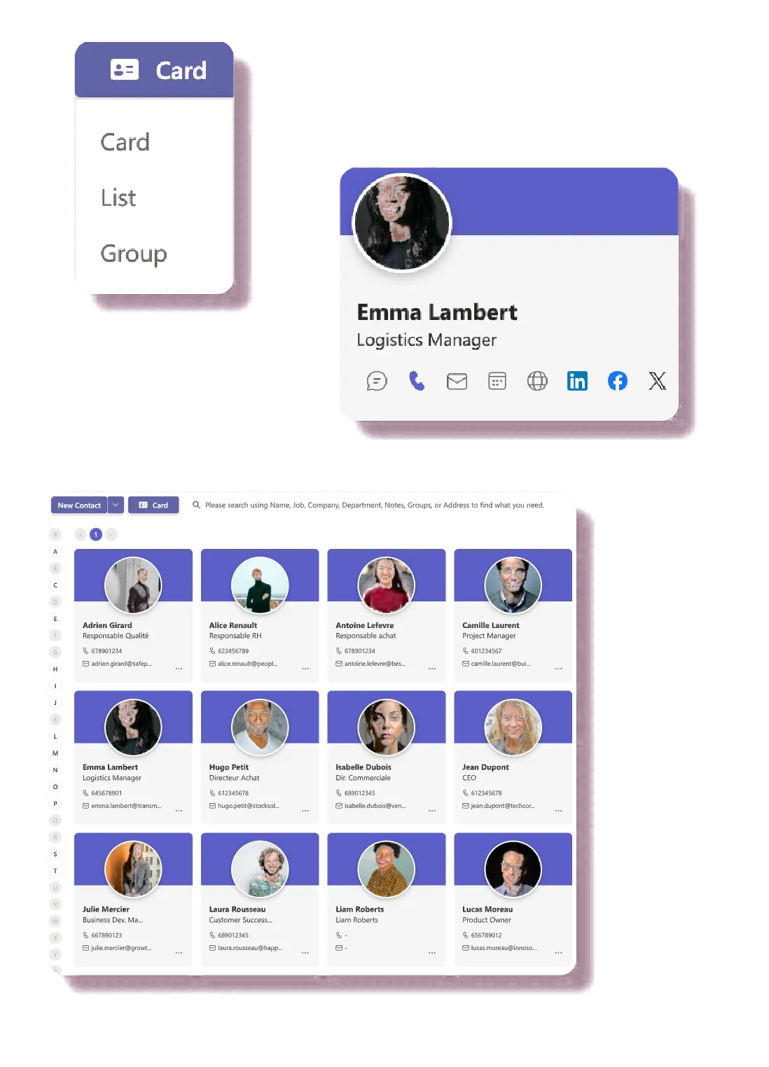 Contacts Pro contact management view