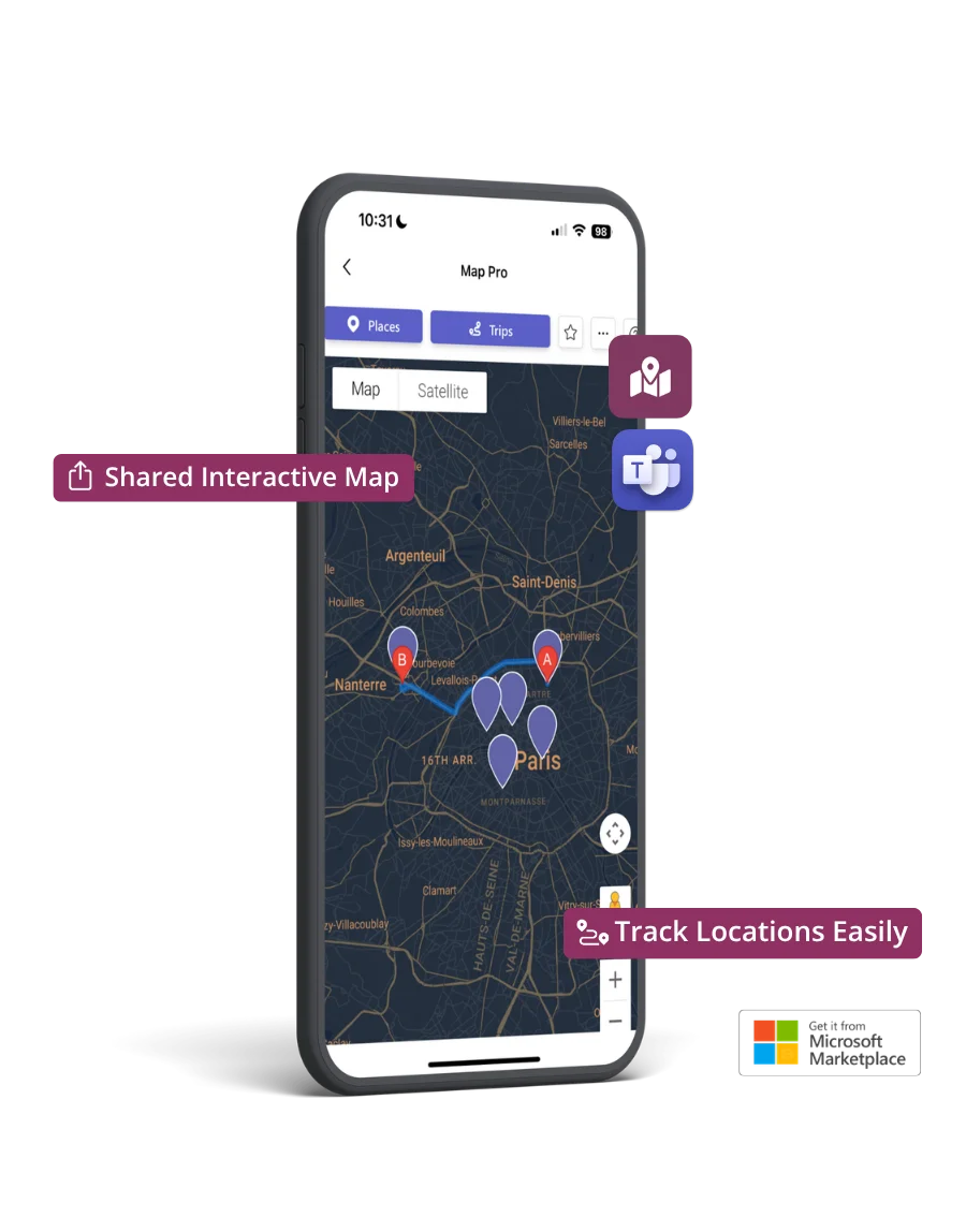 Map Pro custom shared map in Microsoft Teams