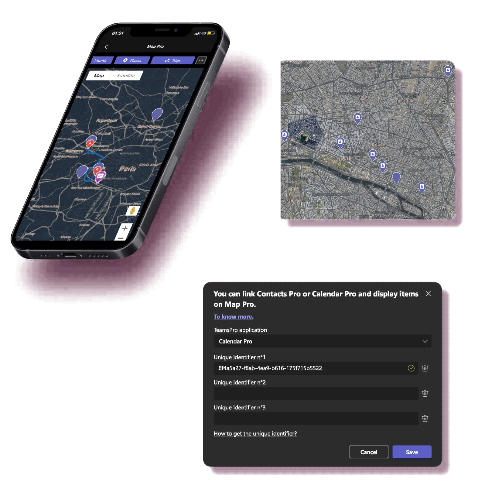Map Pro calendar and contacts integration