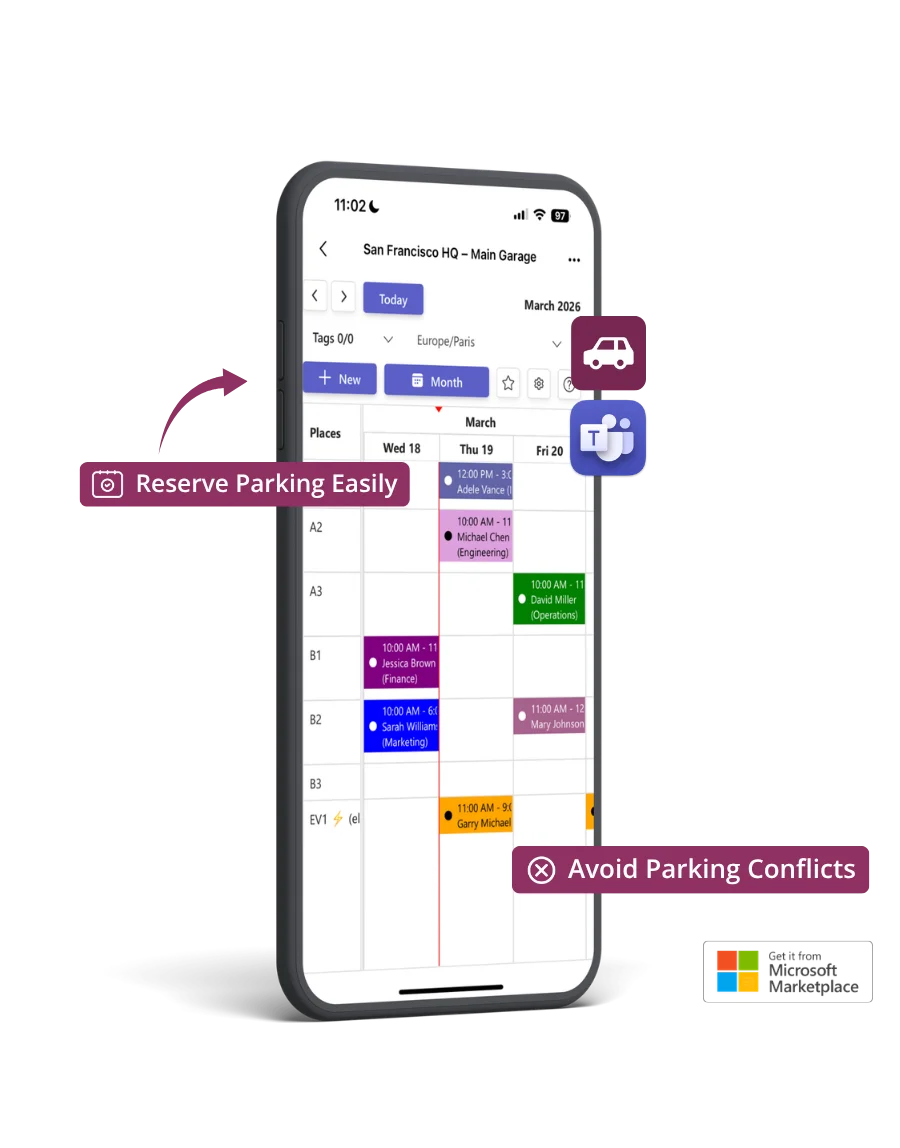 Parking Pro parking management in Microsoft Teams